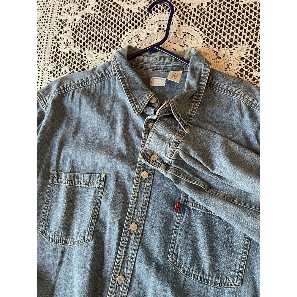 Levi's Men's Red Tab Denim Long Sleeve Button Up Jean Cotton Shirt XXL